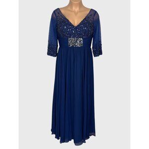 Montage by Mon Cheri Formal Gown Mother of Bride Navy Blue Beaded 2BE263 size 16